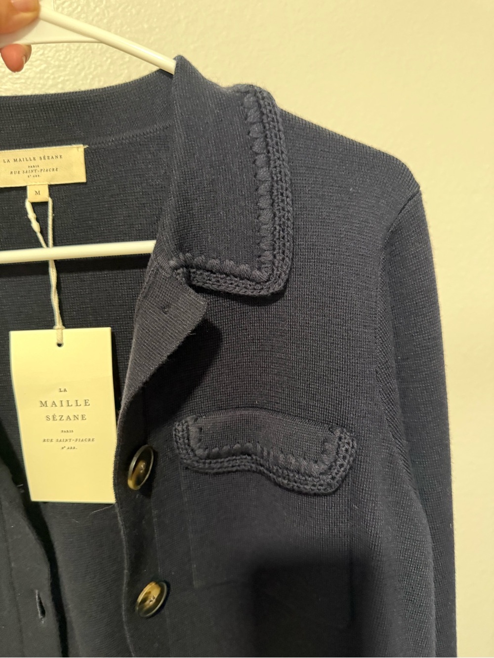 Sezane Navy Button-Front Knit Jacket - Picture 4 of 6